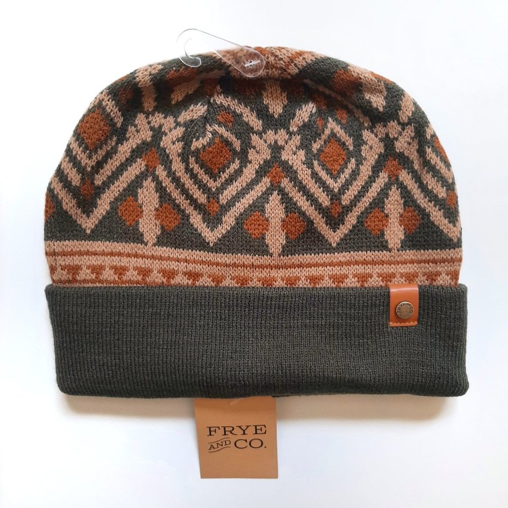 Frye & Co NWT Men's Green Jacquard Knit Beanie
